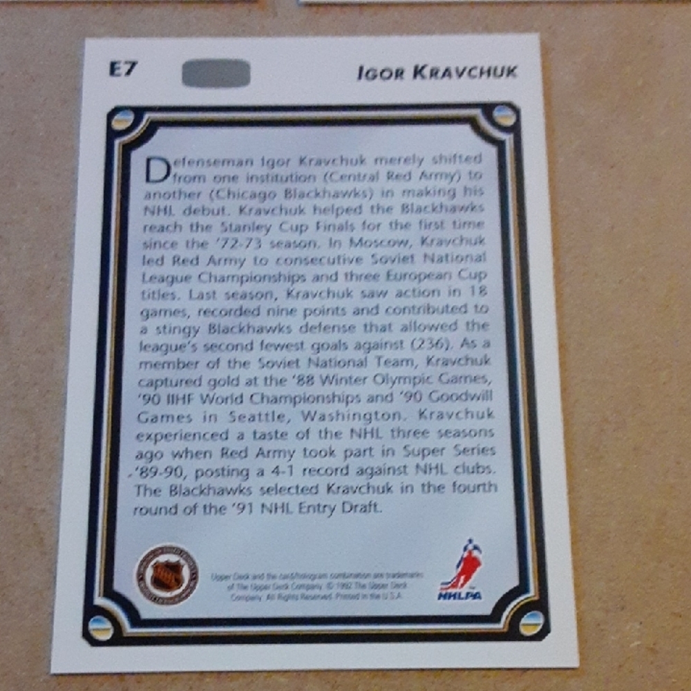 Igor Kravchuk Chicago Blackhawks NHL Hockey Trading Cards Set - Picture 2 of 12